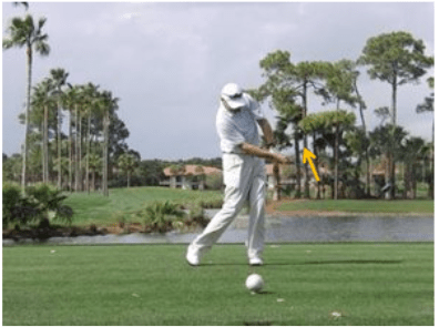 Golfer's club face points at the sky in a shut position - Keiser Golf