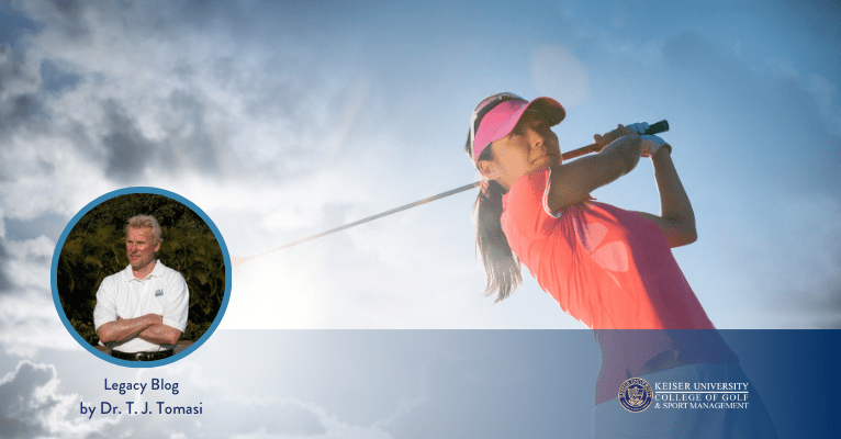 Golfer finishing a fluid swing, demonstrating proper rhythm to eliminate swing arrhythmia.