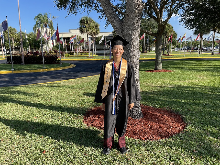 Keiser University graduate Michela Tjan Salti Effendie is now realizing the rewards of her academic efforts