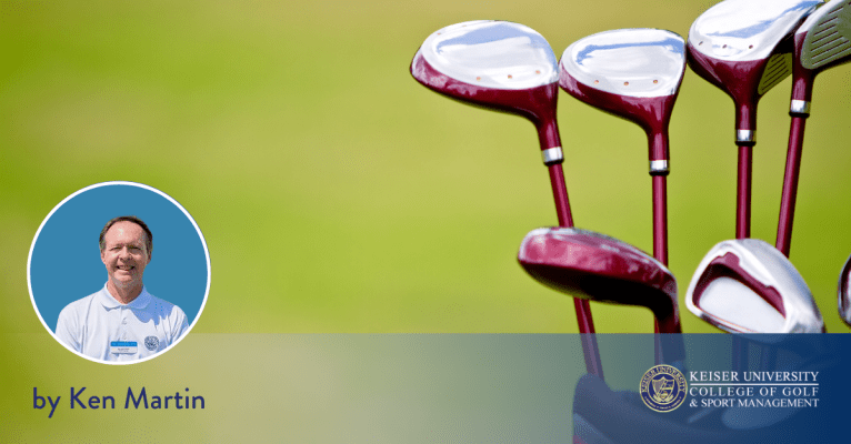 Golf clubs in a golf bag demonstrating the evolution of golf equipment.